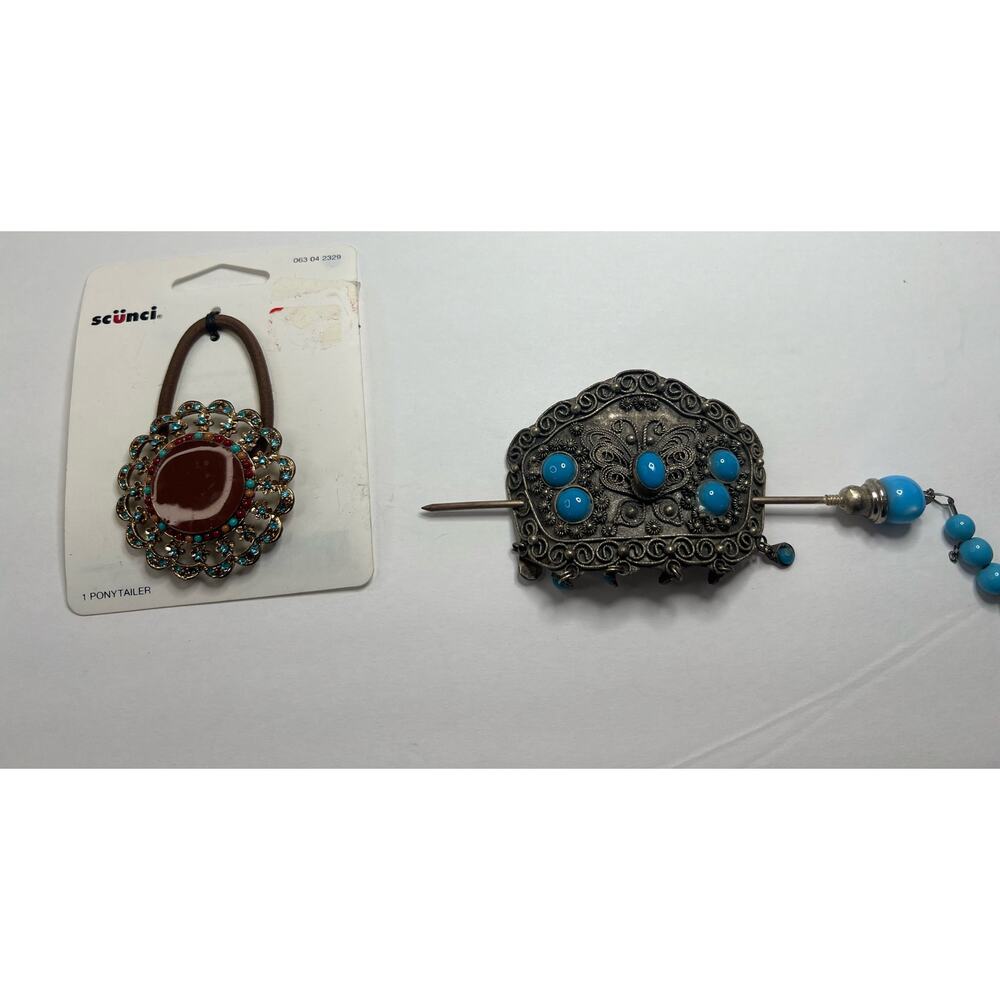 Tibetan Hand Crafted Intricate Silver Style Butterfly Hair Pin Blue‎ Moonstones